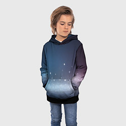 Толстовка-худи детская Серебристые блёстки на синем фоне - нейросеть, цвет: 3D-черный — фото 2