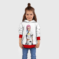 Толстовка-худи детская Девушка в белом Cyberpunk 2077, цвет: 3D-красный — фото 2
