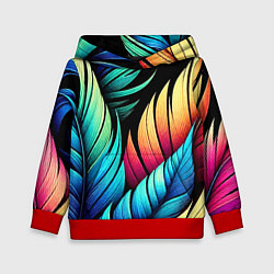 Толстовка-худи детская Color feathers - neon, цвет: 3D-красный