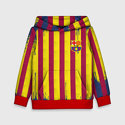 Толстовка-худи детская Полосатые цвета футбольного клуба Барселона, цвет: 3D-красный