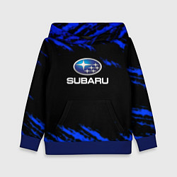 Толстовка-худи детская Subaru текстура авто, цвет: 3D-синий