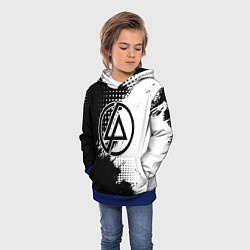 Толстовка-худи детская Linkin park - черно-белая абстракция, цвет: 3D-синий — фото 2