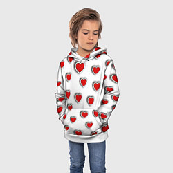 Толстовка-худи детская Стикеры наклейки объемные сердечки, цвет: 3D-белый — фото 2