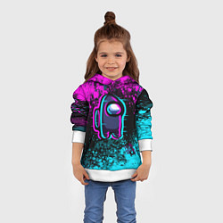 Толстовка-худи детская Амонг ас - брызги неона, цвет: 3D-белый — фото 2