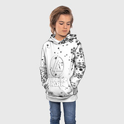 Толстовка-худи детская Linkin park текстура зима рок, цвет: 3D-белый — фото 2