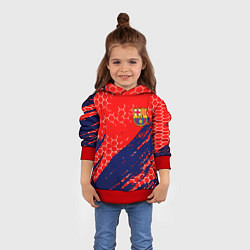 Толстовка-худи детская Барселона спорт краски текстура, цвет: 3D-красный — фото 2