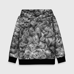 Толстовка-худи детская Кудрявая шерсть баранов, цвет: 3D-черный