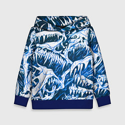 Детская толстовка Белые клыки на синем фоне