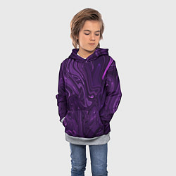 Толстовка-худи детская Абстакция на темно фиолетовом, цвет: 3D-меланж — фото 2