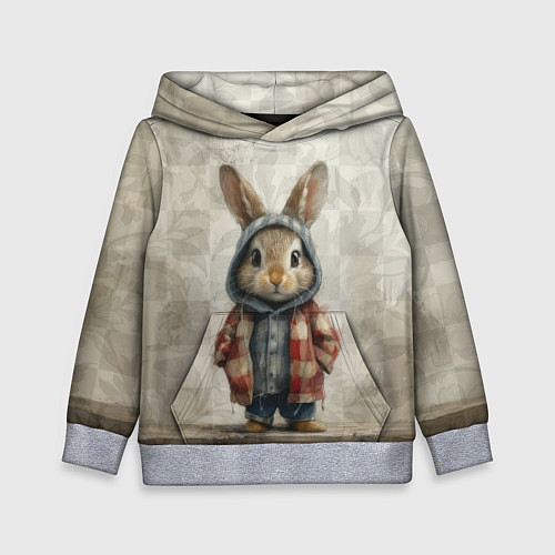 Детская толстовка Кролик в пальто / 3D-Меланж – фото 1