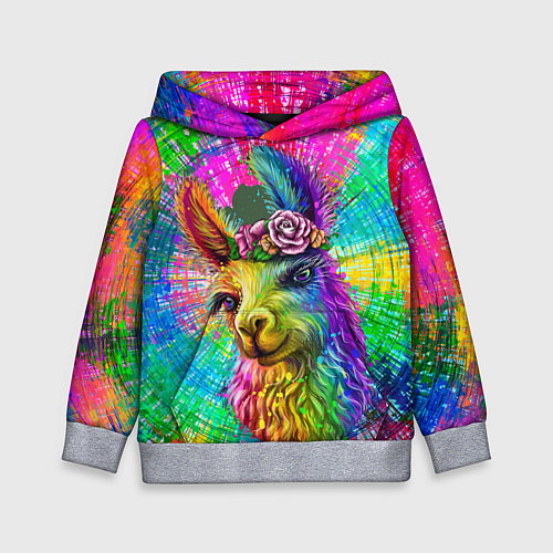 Детская толстовка Цветная лама / 3D-Меланж – фото 1