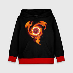 Толстовка-худи детская Кружащие драконы - d20, цвет: 3D-красный