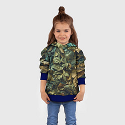 Толстовка-худи детская Реалистичный камуфляж из листьев, цвет: 3D-синий — фото 2