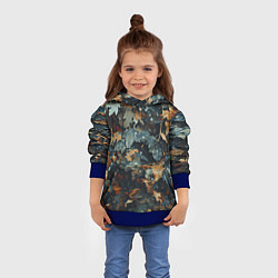 Толстовка-худи детская Реалистичный камуфляж из сухих листьев, цвет: 3D-синий — фото 2