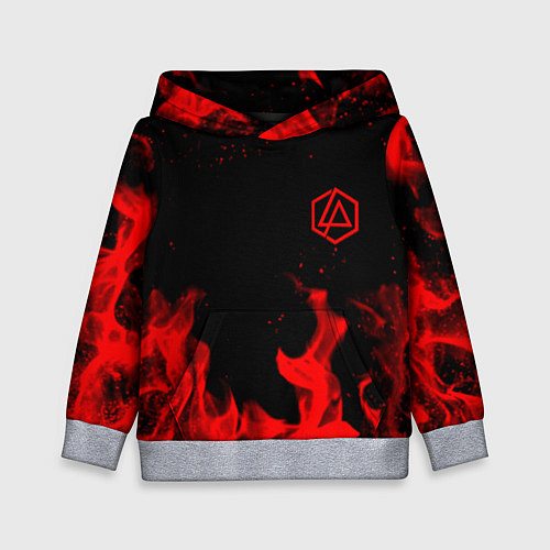 Детская толстовка Linkin Park красный огонь лого / 3D-Меланж – фото 1
