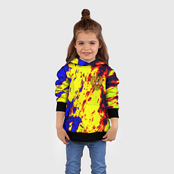Толстовка-худи детская Герб РФ огненный стиль текстура, цвет: 3D-черный — фото 2