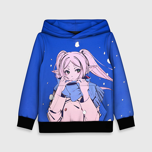 Детская толстовка Фрирен и снег / 3D-Черный – фото 1