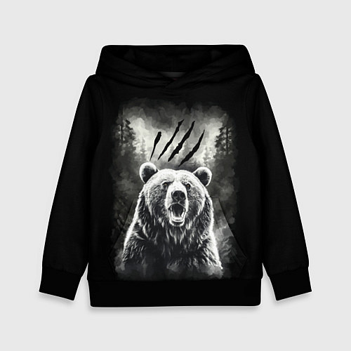 Детская толстовка Большой бурый медведь / 3D-Черный – фото 1