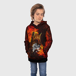 Толстовка-худи детская Fire fox flame, цвет: 3D-черный — фото 2
