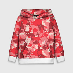 Толстовка-худи детская Розовый кошачий комуфляж, цвет: 3D-белый