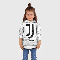 Толстовка-худи детская Juventus с потертостями на светлом фоне, цвет: 3D-белый — фото 2