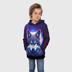 Толстовка-худи детская Волк и звезды, цвет: 3D-черный — фото 2