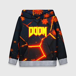 Толстовка-худи детская Doom плиты лого в огне, цвет: 3D-меланж