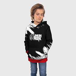 Толстовка-худи детская Linkin park рок бенд краски, цвет: 3D-красный — фото 2