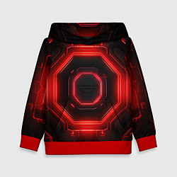 Толстовка-худи детская Nvidia style black and red neon, цвет: 3D-красный