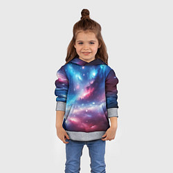 Толстовка-худи детская Розово-голубой космический пейзаж, цвет: 3D-меланж — фото 2
