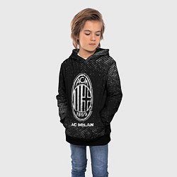 Толстовка-худи детская AC Milan с потертостями на темном фоне, цвет: 3D-черный — фото 2