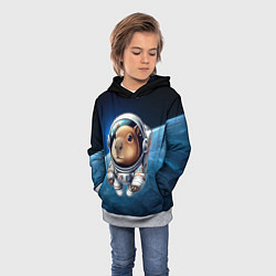 Толстовка-худи детская Кроха капибара в космическом скафандре, цвет: 3D-меланж — фото 2
