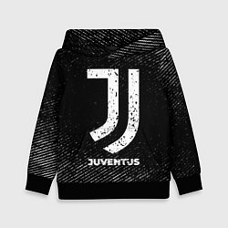 Толстовка-худи детская Juventus с потертостями на темном фоне, цвет: 3D-черный