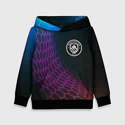 Толстовка-худи детская Manchester City футбольная сетка, цвет: 3D-черный