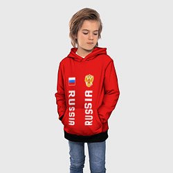 Толстовка-худи детская Россия три полоски на красном фоне, цвет: 3D-черный — фото 2