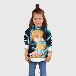 Толстовка-худи детская Зеницу Агацума из Клинка рассекающего демонов, цвет: 3D-белый — фото 2
