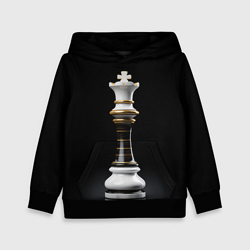 Детская толстовка Белый король - шахматы / 3D-Черный – фото 1