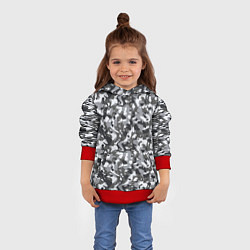 Толстовка-худи детская Пиксельный камуфляж серого цвета, цвет: 3D-красный — фото 2