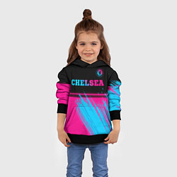 Толстовка-худи детская Chelsea - neon gradient посередине, цвет: 3D-черный — фото 2