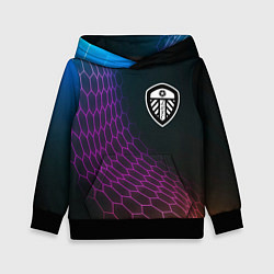 Толстовка-худи детская Leeds United футбольная сетка, цвет: 3D-черный