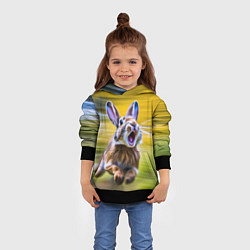 Толстовка-худи детская Крик бегущего зайца, цвет: 3D-черный — фото 2