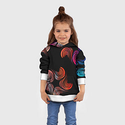 Толстовка-худи детская Чёрные звёзды и завихрения, цвет: 3D-белый — фото 2