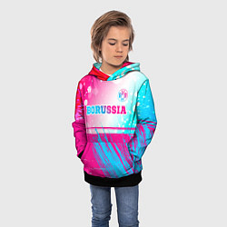 Толстовка-худи детская Borussia neon gradient style посередине, цвет: 3D-черный — фото 2