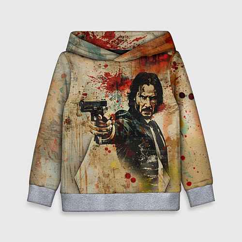 Детская толстовка Джон Уик с пистолетом в стиле гранж / 3D-Меланж – фото 1