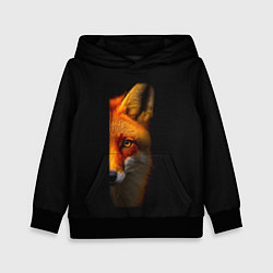 Толстовка-худи детская Морда рыжей лисы, цвет: 3D-черный