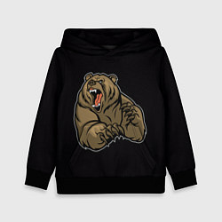 Толстовка-худи детская Бурый медведь злится, цвет: 3D-черный