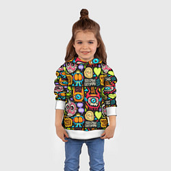 Толстовка-худи детская Feel good every day motivation monsters pattern, цвет: 3D-белый — фото 2