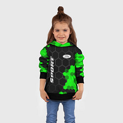 Толстовка-худи детская Ford green sport hexagon, цвет: 3D-черный — фото 2