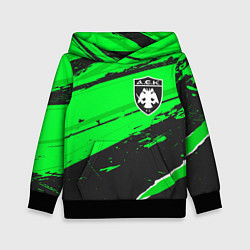 Толстовка-худи детская AEK Athens sport green, цвет: 3D-черный