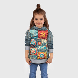 Толстовка-худи детская Пэчворк джинсы в СССР, цвет: 3D-меланж — фото 2